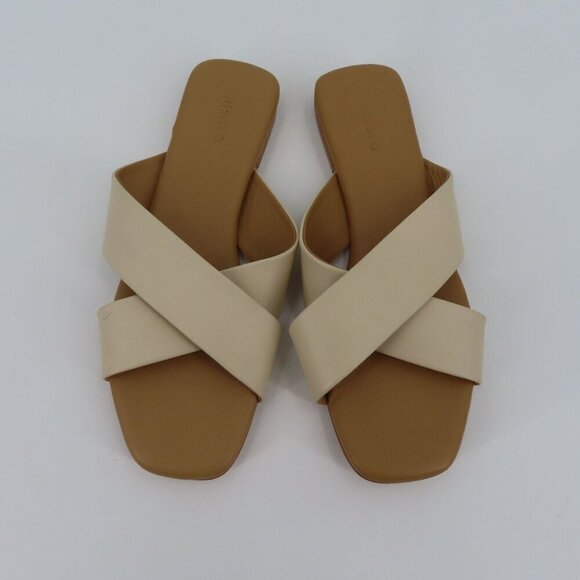 Nisolo 9.5 Women CATALINA Slide Sandals 202308 Solid Beige Strappy Leather Shoes - Picture 2 of 13